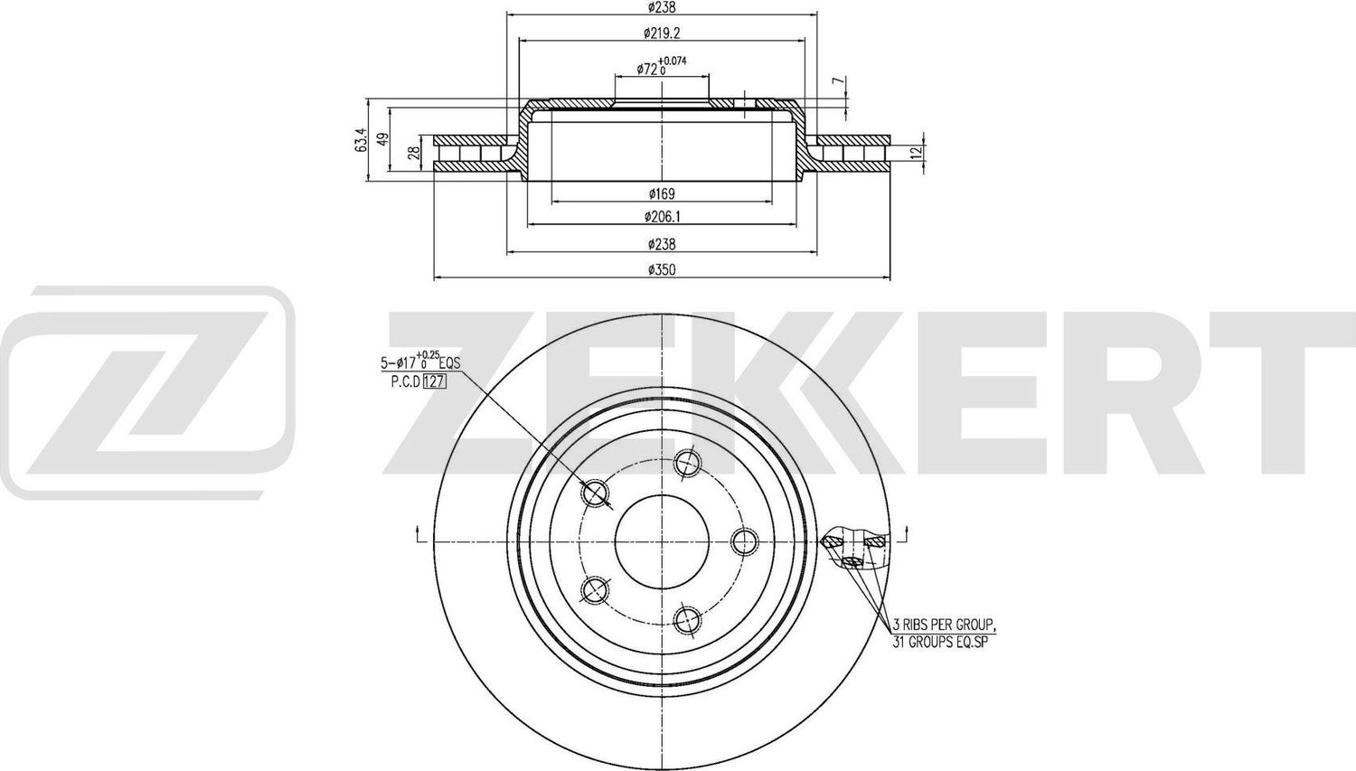 Тормозной диск Zekkert. Артикул BS-6830