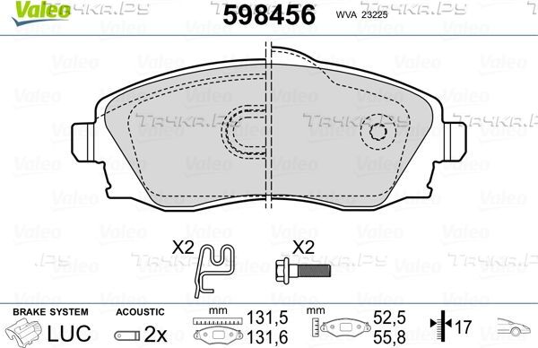 Тормозные колодки Valeo передние для Opel Corsa C 2005-2006. Артикул 598456