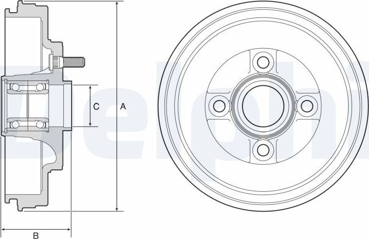 Тормозной барабан Delphi для Mitsubishi Mirage VI 2012-2026. Артикул BFR589