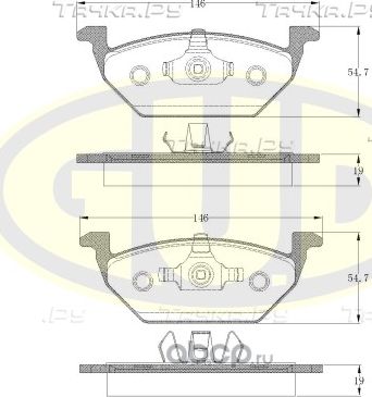 Тормозные колодки G.U.D. передние для Audi A3 II (8P) 2008-2013. Артикул GBP063300