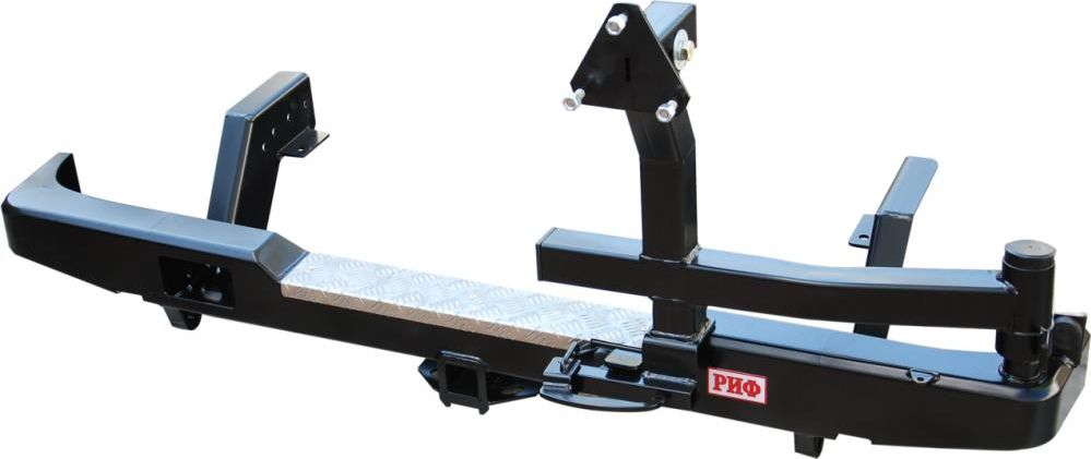 Бампер силовой РИФ задний с квадратом под фаркоп и калиткой для Mitsubishi L200 1996-2005. Артикул RIFL20-20120