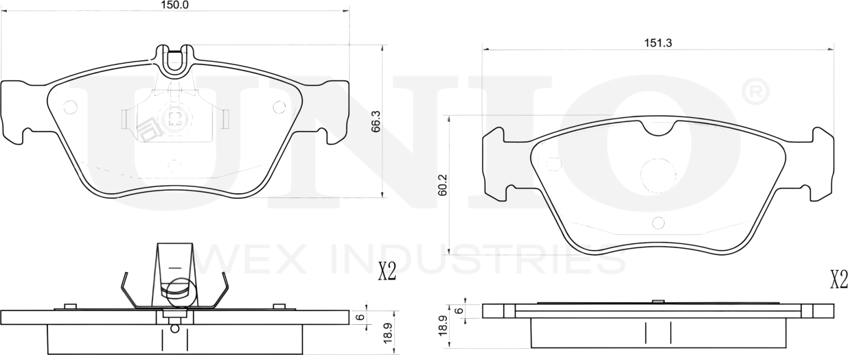 Колодки тормозные дисковые, комплект (Unio). Артикул BRP-20412