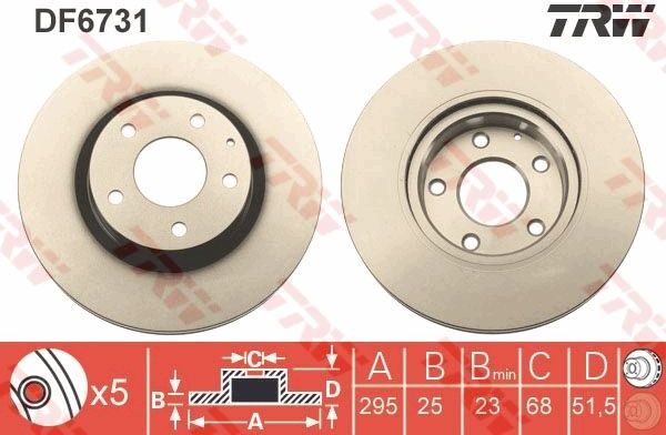 Тормозной диск TRW передний для Mazda 3 III (BM) 2013-2018. Артикул DF6731