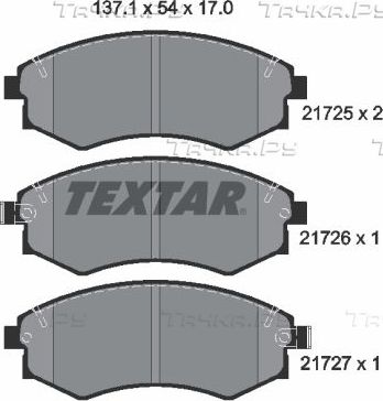 Тормозные колодки Textar передние для SsangYong Musso I 1993-2007. Артикул 2172501