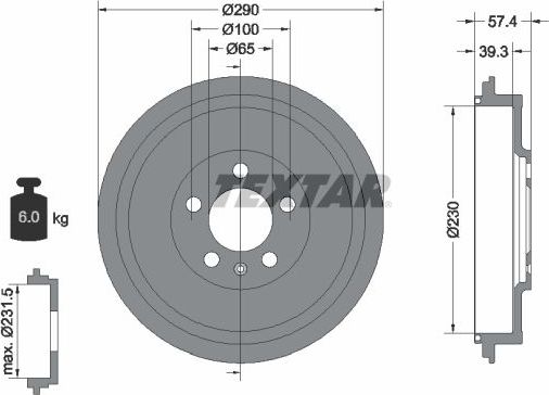 Тормозной барабан Textar задний для Skoda Octavia Tour 1996-2010. Артикул 94024300