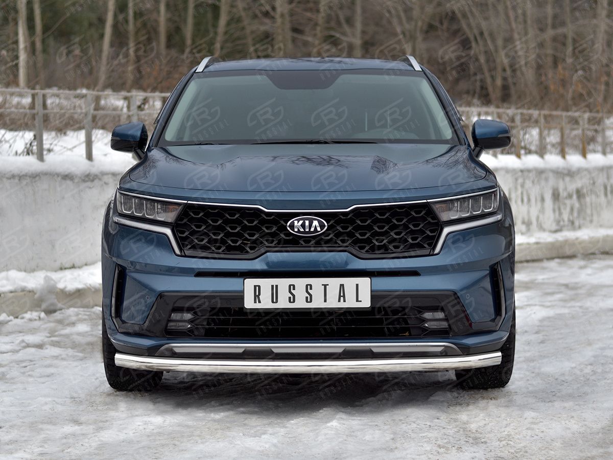 Защита RusStal переднего бампера d63 секции для Kia Sorento IV 2020-2026. Артикул KSORZ-004014