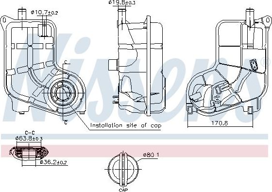 Расширительный бачок Nissens (полимерный материал) для Audi A6 II (C5) 1997-2005. Артикул 996287