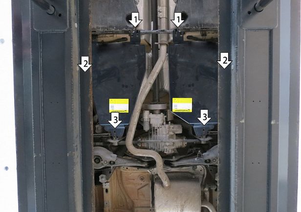 Защита усиленная Мотодор для топливного бака, КПП Volkswagen Tiguan II 2017-2026. Артикул 02740