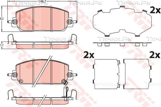 Тормозные колодки TRW передние для Honda CR-V V 2017-2026. Артикул GDB2244