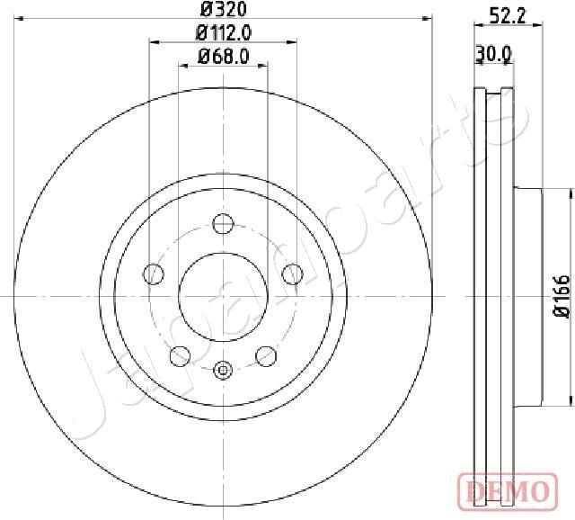 Тормозной диск Japanparts передний для Audi A5 I (8T) 2007-2012. Артикул DI-0917C