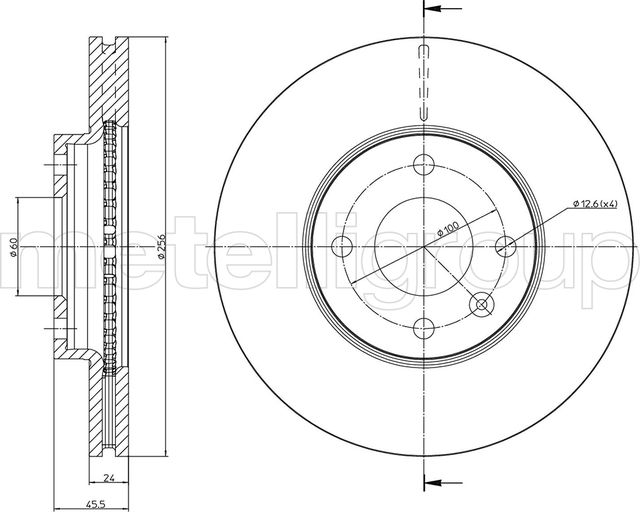 Тормозной диск Metelli передний для Chevrolet Cobalt II 2013-2026. Артикул 23-1465C