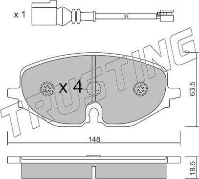 Тормозные колодки Trusting. Артикул 1280.0