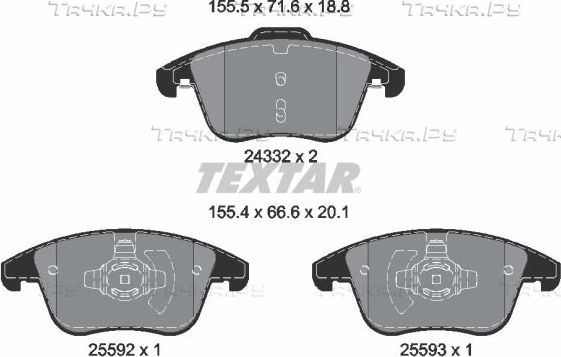 Тормозные колодки Textar Q+. Артикул 2433205