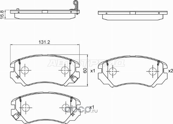 Колодки тормозные (Спереди) Chery Tiggo 7 Pro 19-24 / Hyundai Sonata 04-10 (Baikor). Артикул BKBR0133