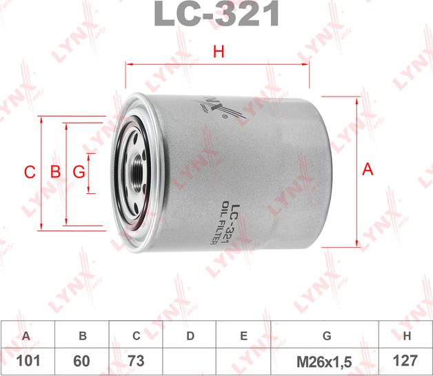 Масляный фильтр LYNXauto для Mazda MPV I (LV) 1996-1999. Артикул LC-321