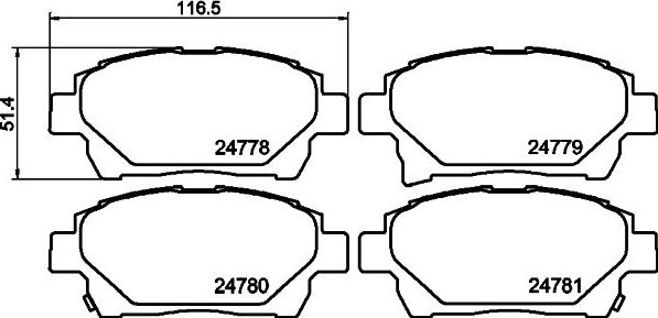 Тормозные колодки Hella NAO. Артикул 8DB 355 028-741