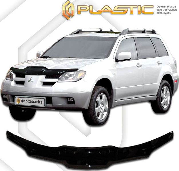 Дефлектор СА Пластик для капота (Classic черный) Mitsubishi Outlander 2003-2006. Артикул 2010010102265