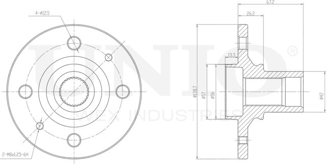 Ступица колеса (Unio). Артикул HUB-20238
