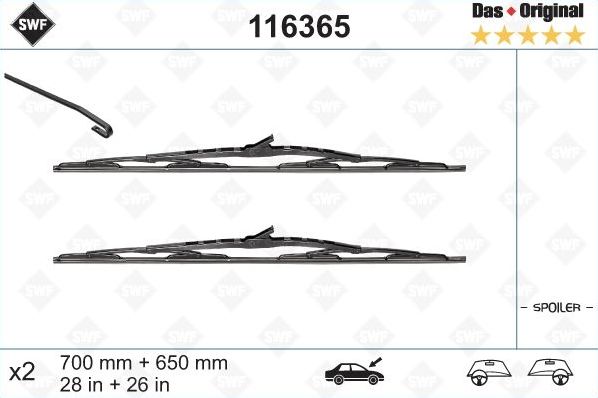Щетки стеклоочистителя (дворники) SWF для Mercedes-Benz Viano I (W639) 2003-2014. Артикул 116365