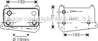 Радиатор масляный (маслоохладитель) для двигателя AVA (алюминий). Артикул MS3495