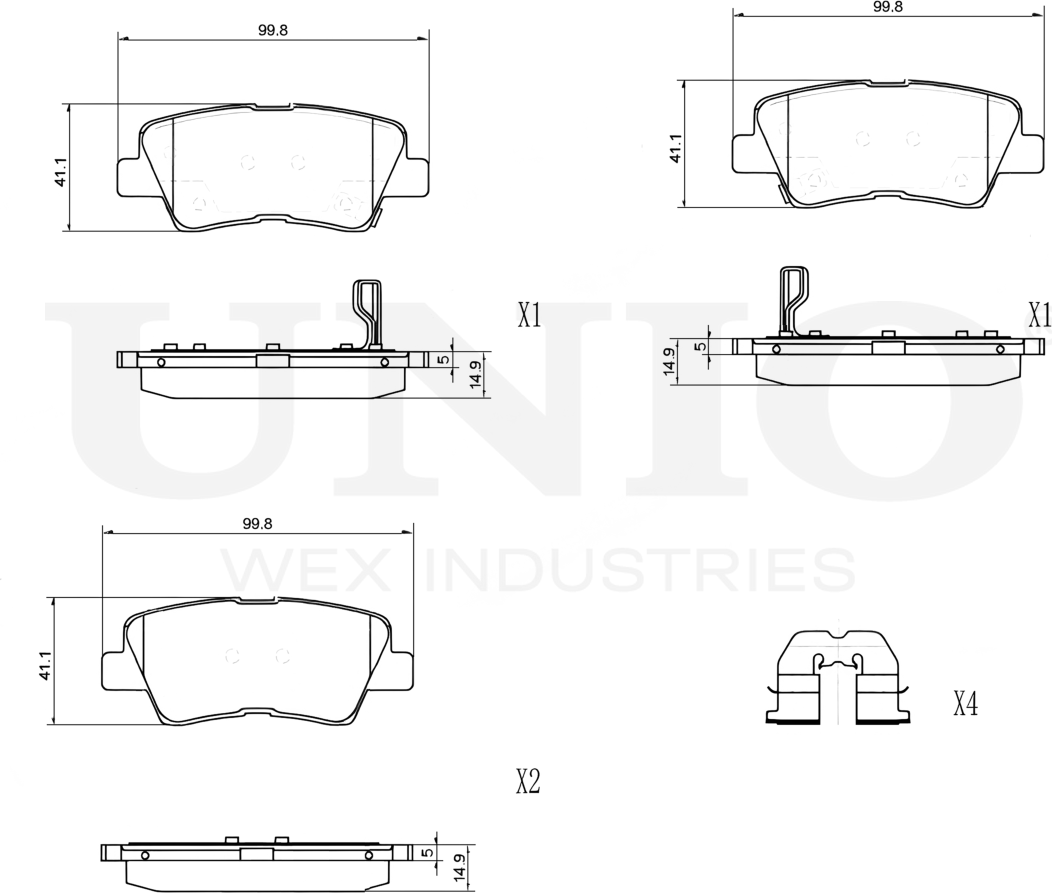 Колодки тормозные дисковые, комплект (Unio). Артикул BRP-20099