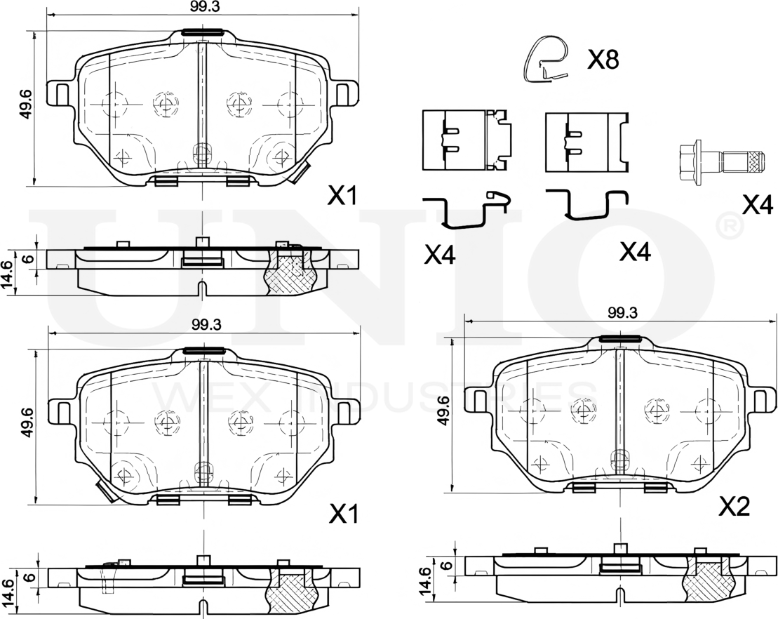 Колодки тормозные дисковые, комплект (Unio). Артикул BRP-20096