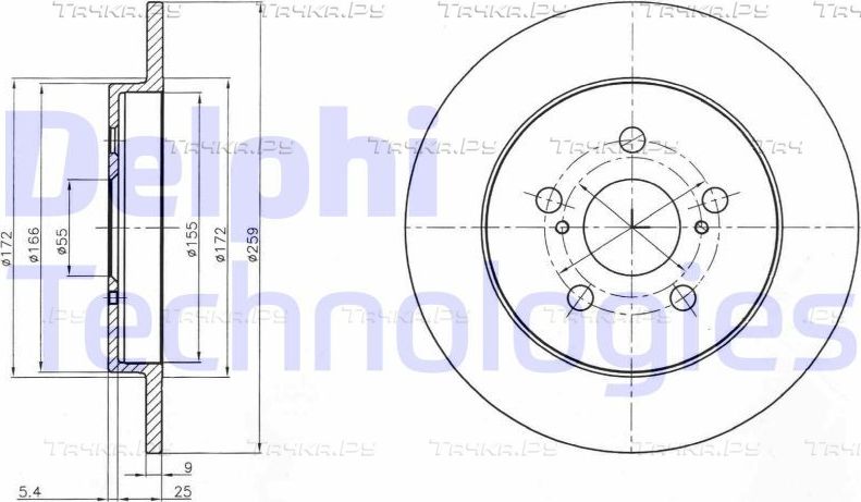 Тормозной диск Delphi задний для Toyota Verso-S 2010-2016. Артикул BG4201C