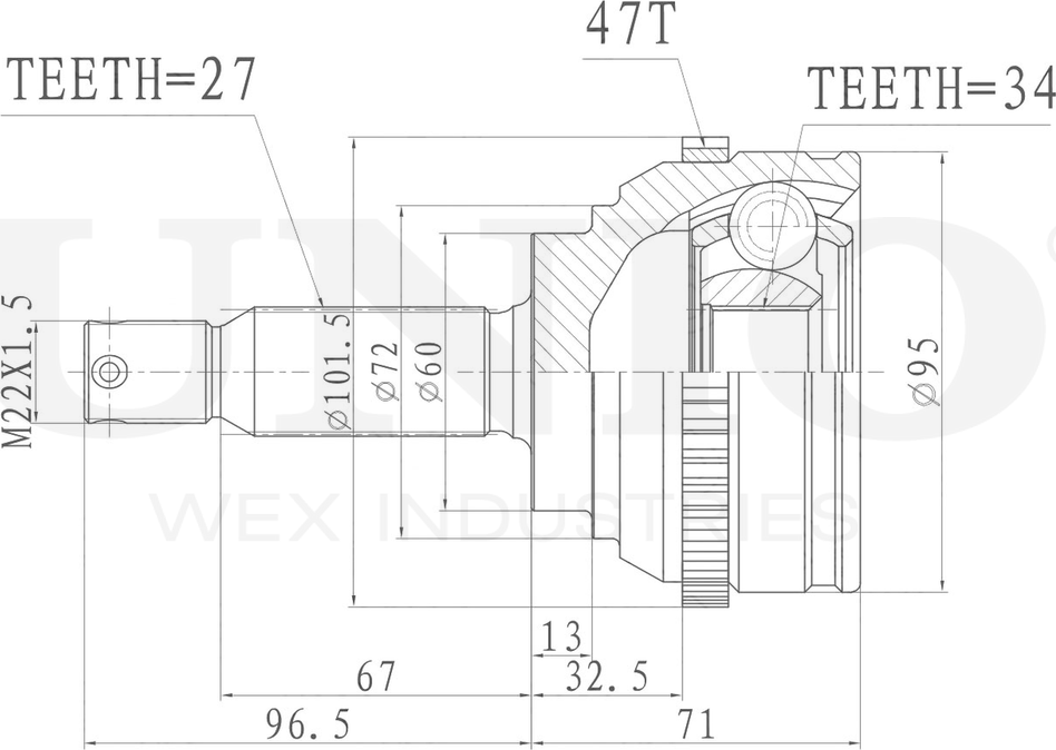 ШРУС наружный (Unio). Артикул CVJ-20317
