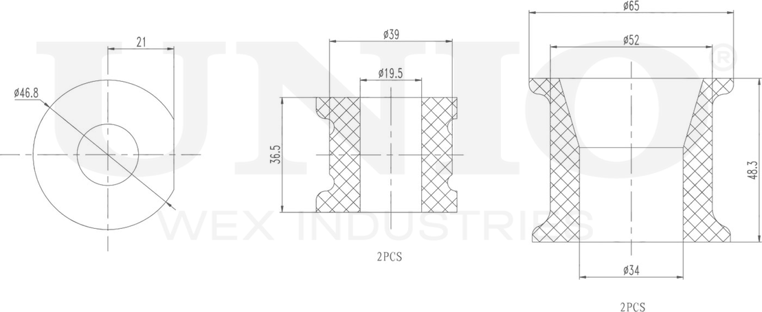 Втулки стабилизатора, комплект (Unio). Артикул RMP-10193