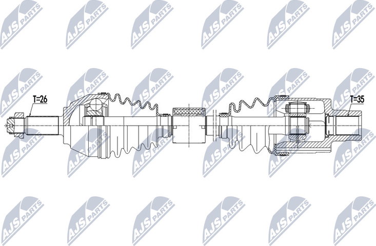 Полуось (привод в сборе, приводной вал) NTY. Артикул NPW-BM-123