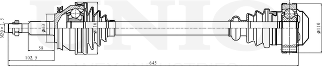 Вал приводной (Unio). Артикул CVJ-10089