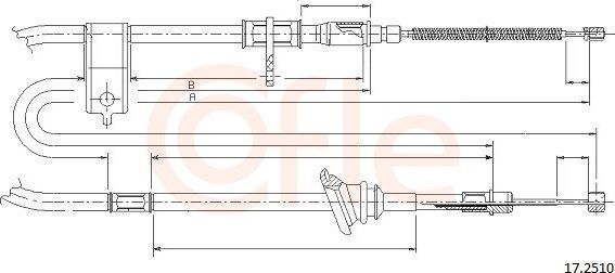 Трос ручника (тросик ручного тормоза) Cofle задний правый для Hyundai Pony X2 1989-1994. Артикул 17.2510