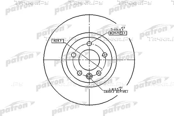 Тормозной диск Patron задний для Volkswagen Transporter T5 2003-2009. Артикул PBD4309