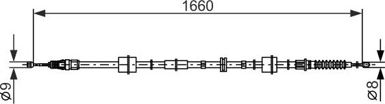 Трос ручника (тросик ручного тормоза) Bosch. Артикул 1 987 482 659