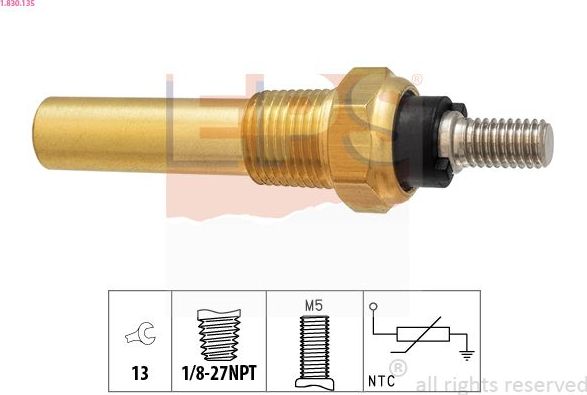 Датчик температуры охлаждающей жидкости EPS Made in Italy - OE Equivalent для Ford Sierra I 1982-1986. Артикул 1.830.135