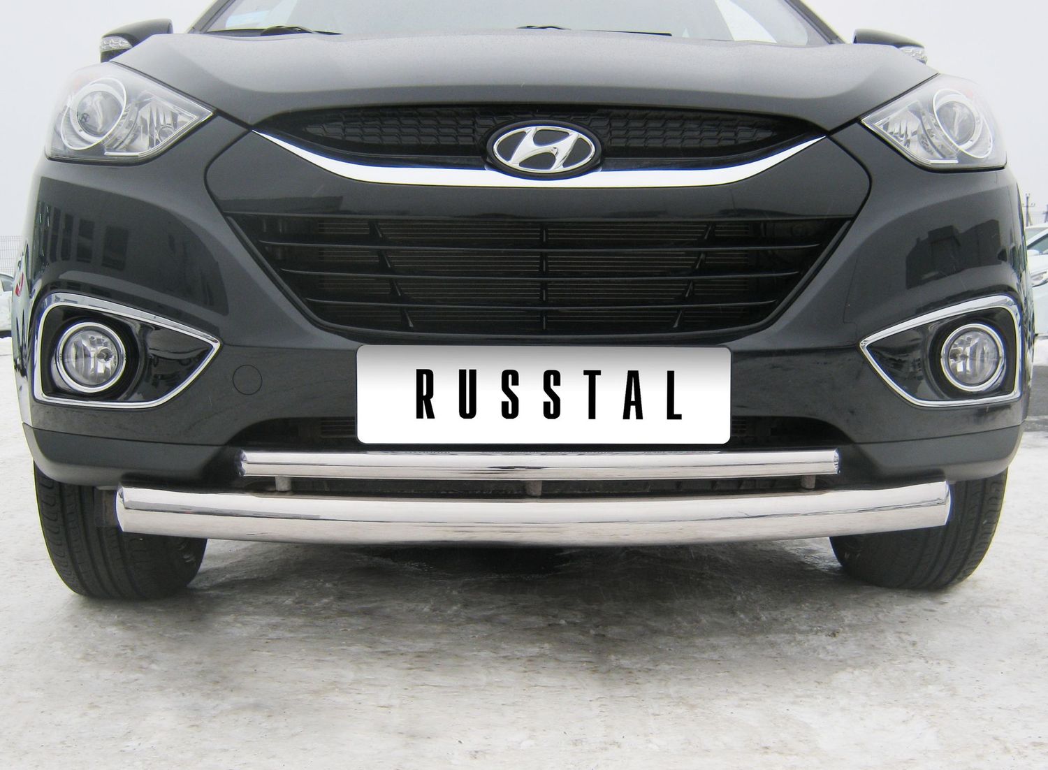 Защита RusStal переднего бампера d76/42 (дуга) для Hyundai ix35 2009-2026. Артикул HIZ-000178