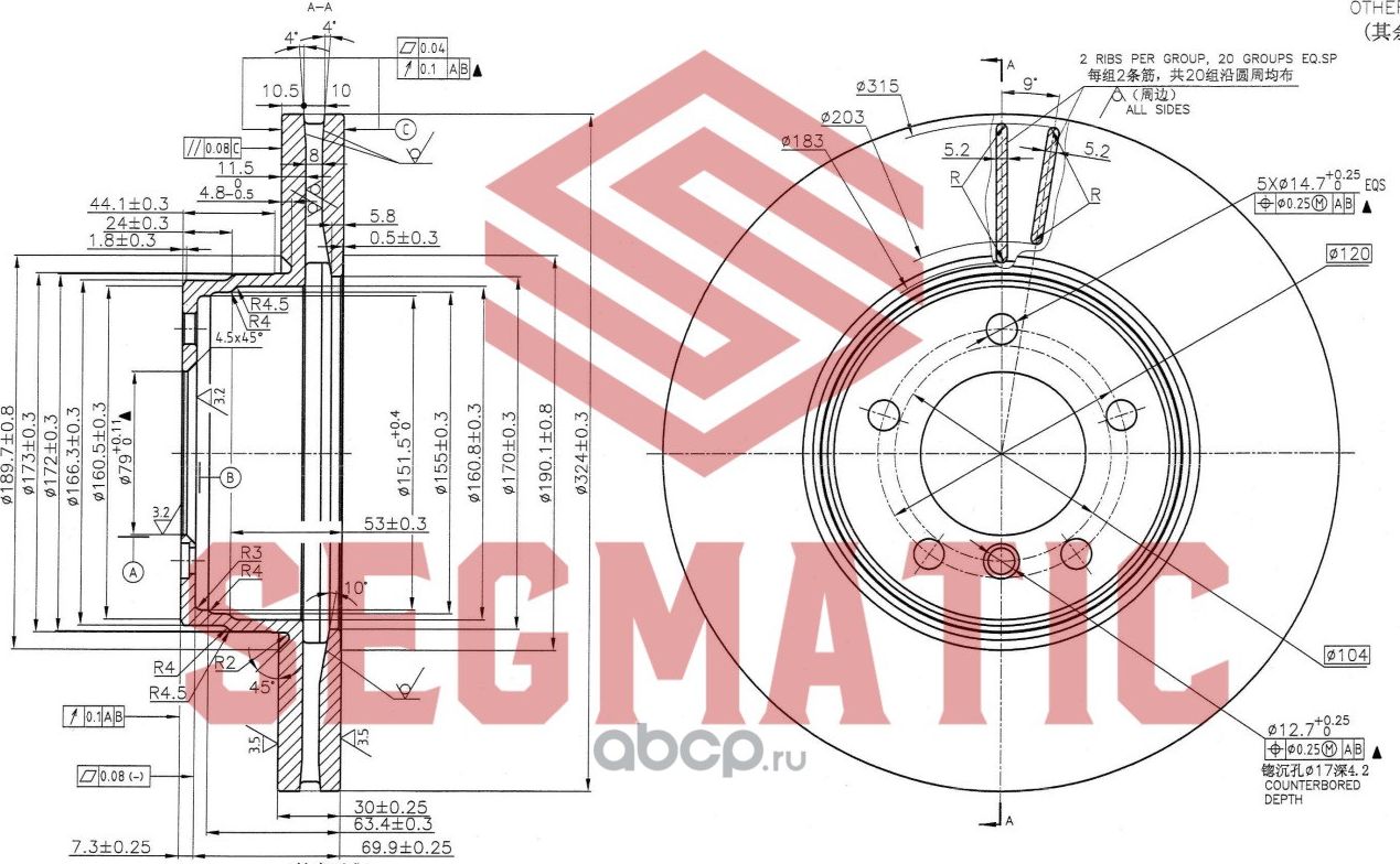 Диск тормозной (Segmatic). Артикул SBD30093115