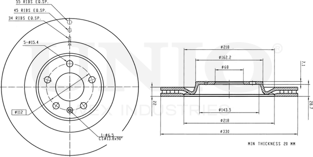 Диск тормозной (Unio). Артикул BRD-20266
