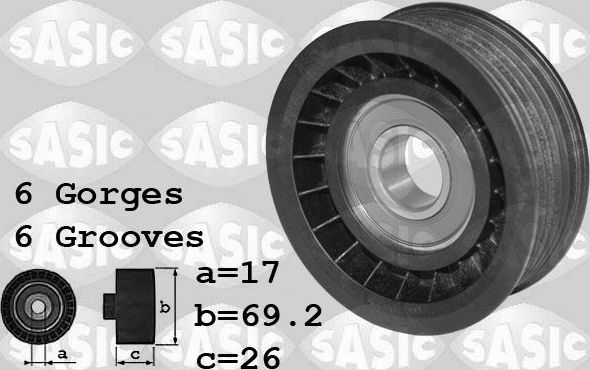 Направляющий (ведущий) ролик приводного поликлинового ремня Sasic. Артикул 1626204