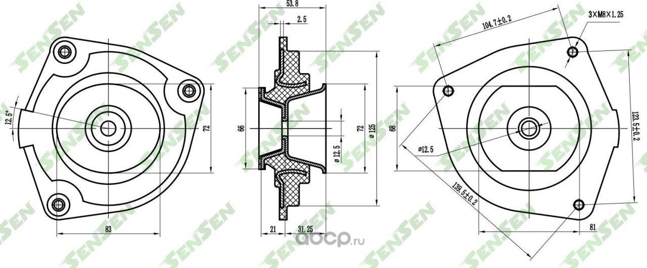 ОПОРА АМОРТИЗАТОРА ПЕРЕДНЕГО ПРАВОГО NISSAN NOTE 1.4/1.6/1.5DCI 06 (Sensen). Артикул M61087