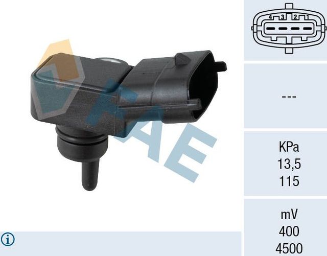 Датчик абсолютного давления (ДАД, MAP) FAE для Hyundai i30 III 2013-2026. Артикул 15165