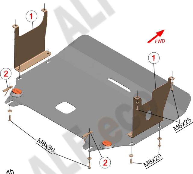 Защита алюминиевая Alfeco для картера и КПП Hyundai Veloster 2011-2017. Артикул ALF.10.28 AL4
