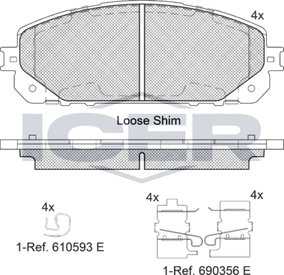 Тормозные колодки Icer передние для Jeep Cherokee V (KL) 2013-2026. Артикул 182177