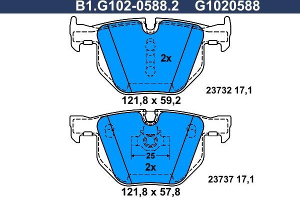 Тормозные колодки Galfer. Артикул B1.G102-0588.2