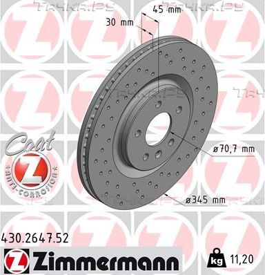 Тормозной диск Zimmermann SPORT Z. Артикул 430.2647.52
