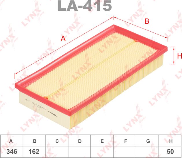 Воздушный фильтр LYNXauto для Land Rover Range Rover IV 2012-2026. Артикул LA-415