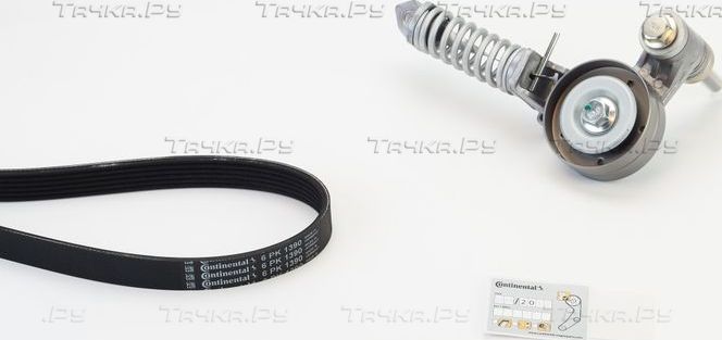 Приводной ремень поликлиновой с роликами (комплект) ContiTech. Артикул 6PK1390K2