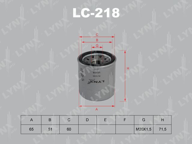 Масляный фильтр LYNXauto для Nissan Teana J32 2008-2013. Артикул LC-218