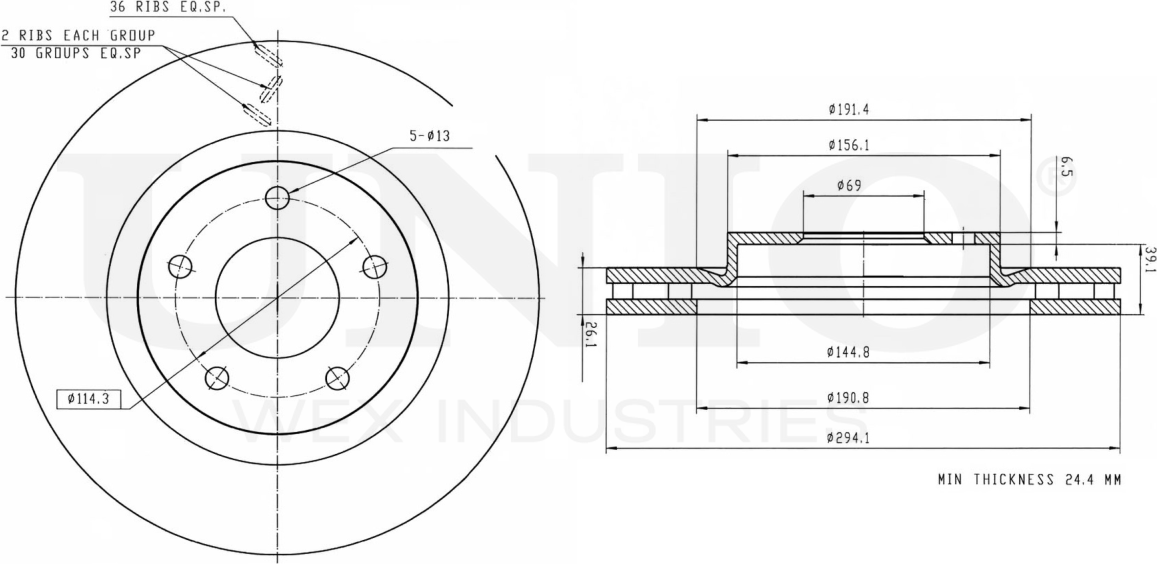 Диск тормозной (Unio). Артикул BRD-20039