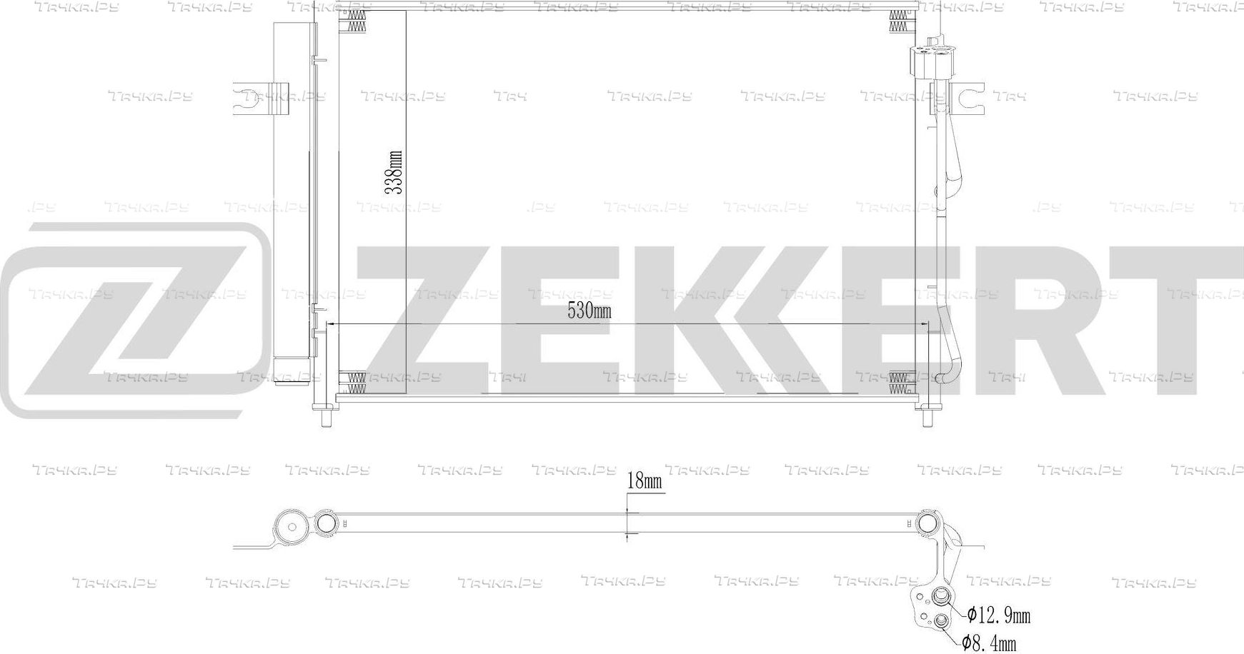 Радиатор кондиционера (конденсатор) Zekkert (алюминий). Артикул MK-3197